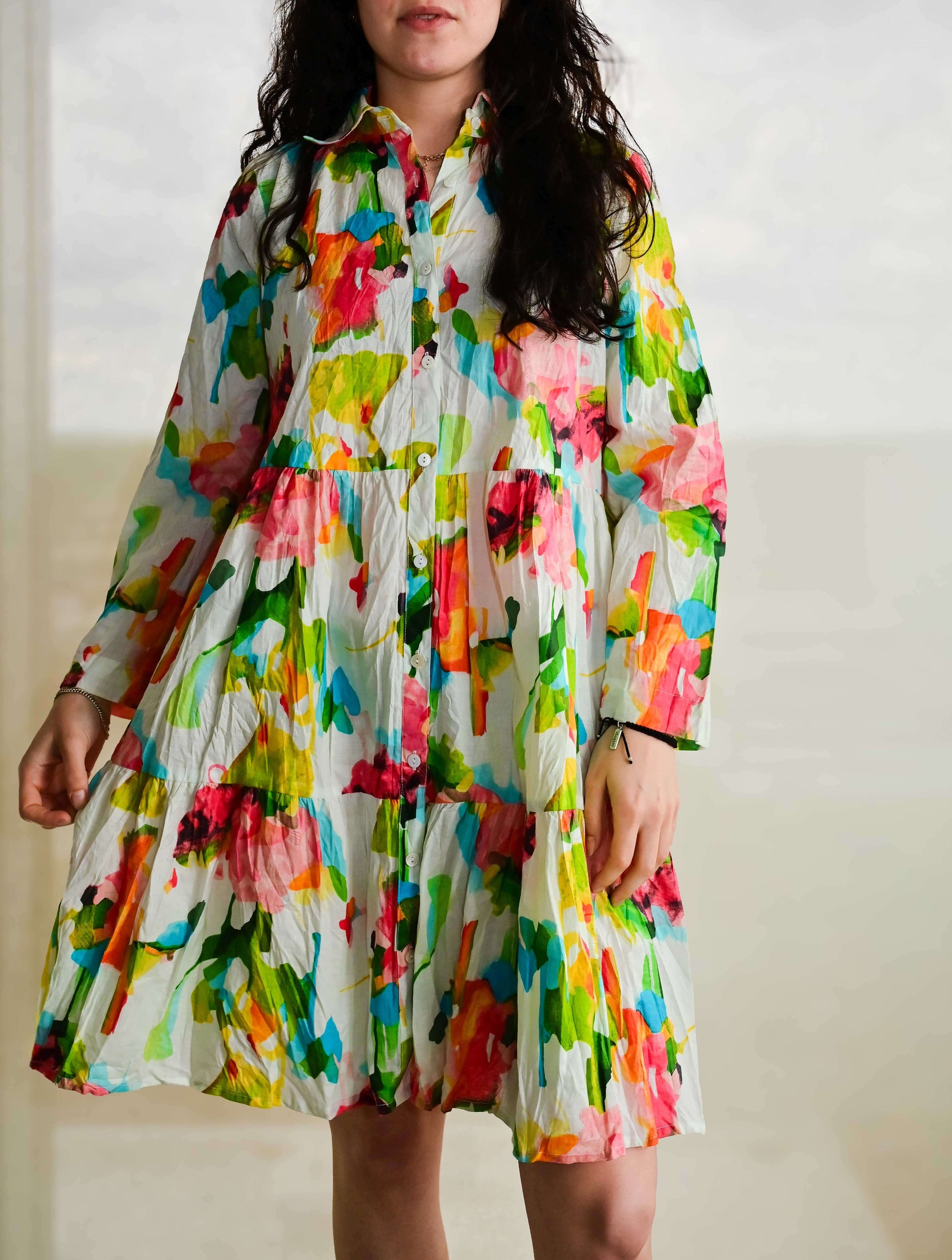 June Long Sleeve Button Down Dress