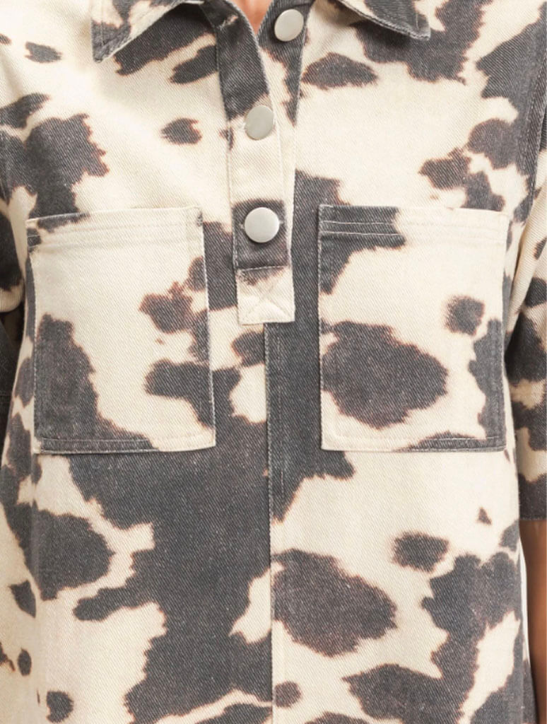 Cow Print Short Sleeve Dress