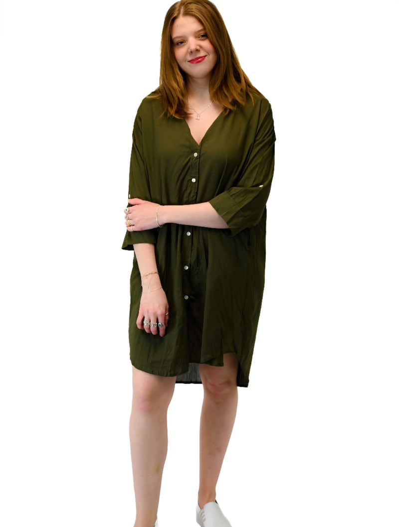 Jiji Plain Dress in Khaki