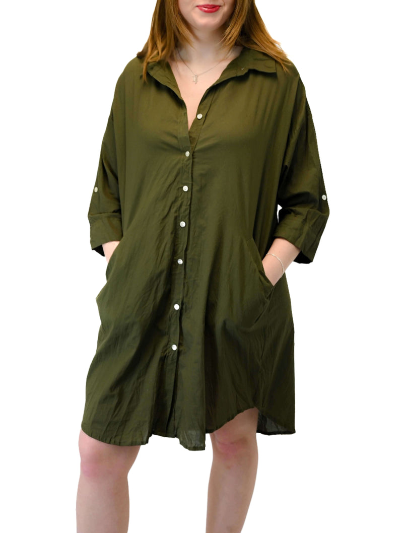 Jiji Plain Dress in Khaki