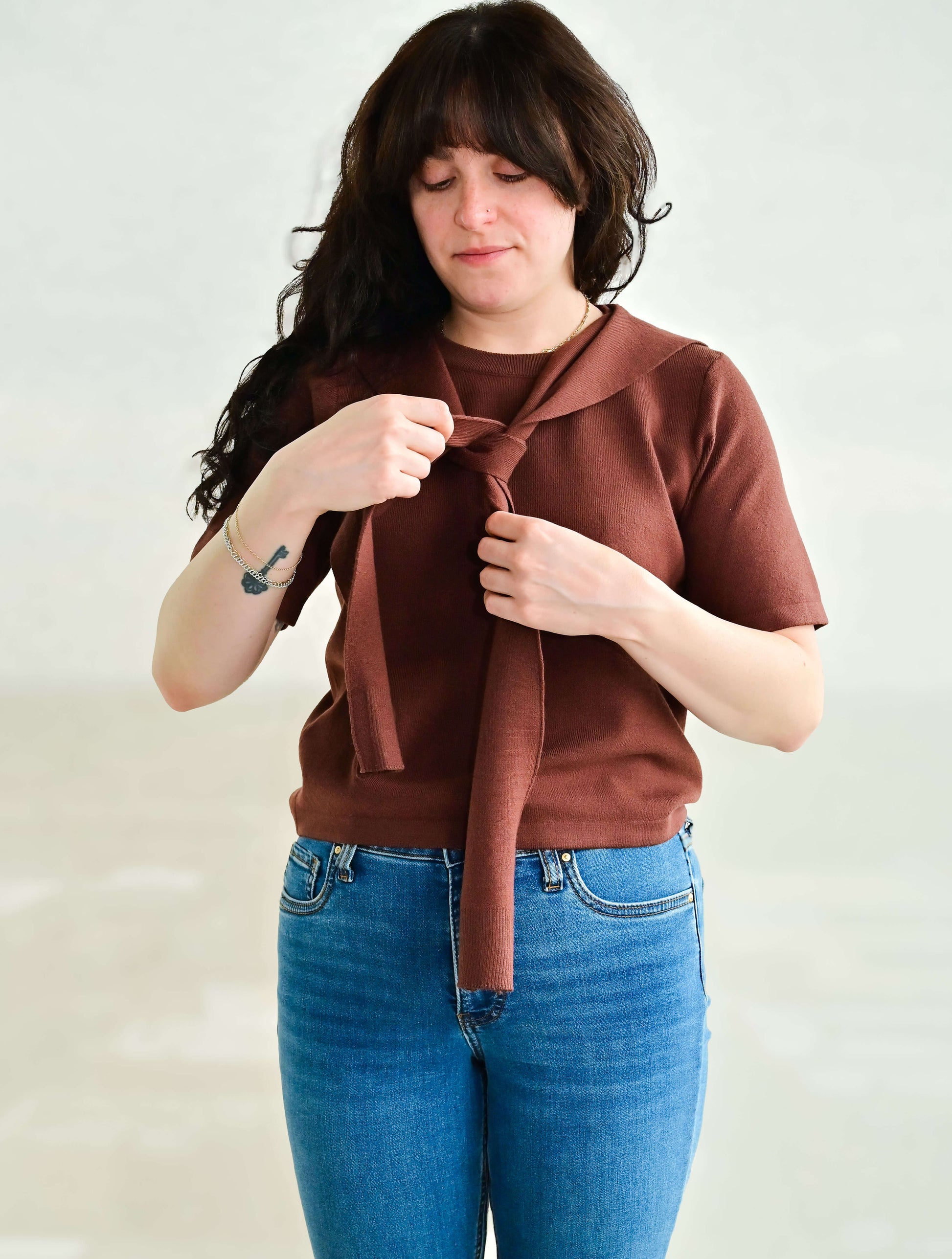 Short Sleeve Layered Sweater