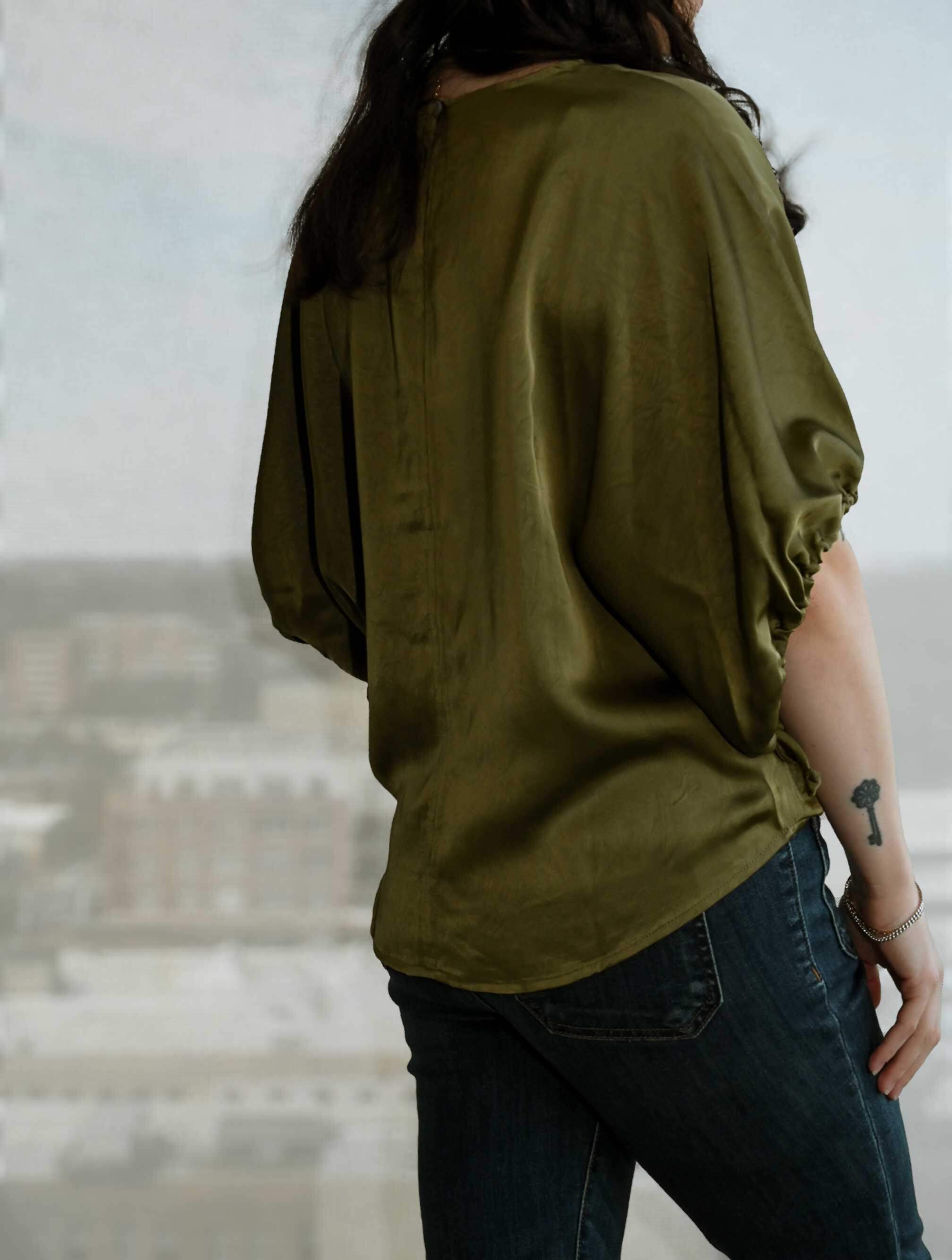 Satin Tie Sleeve Detailed Top