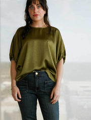 Satin Tie Sleeve Detailed Top