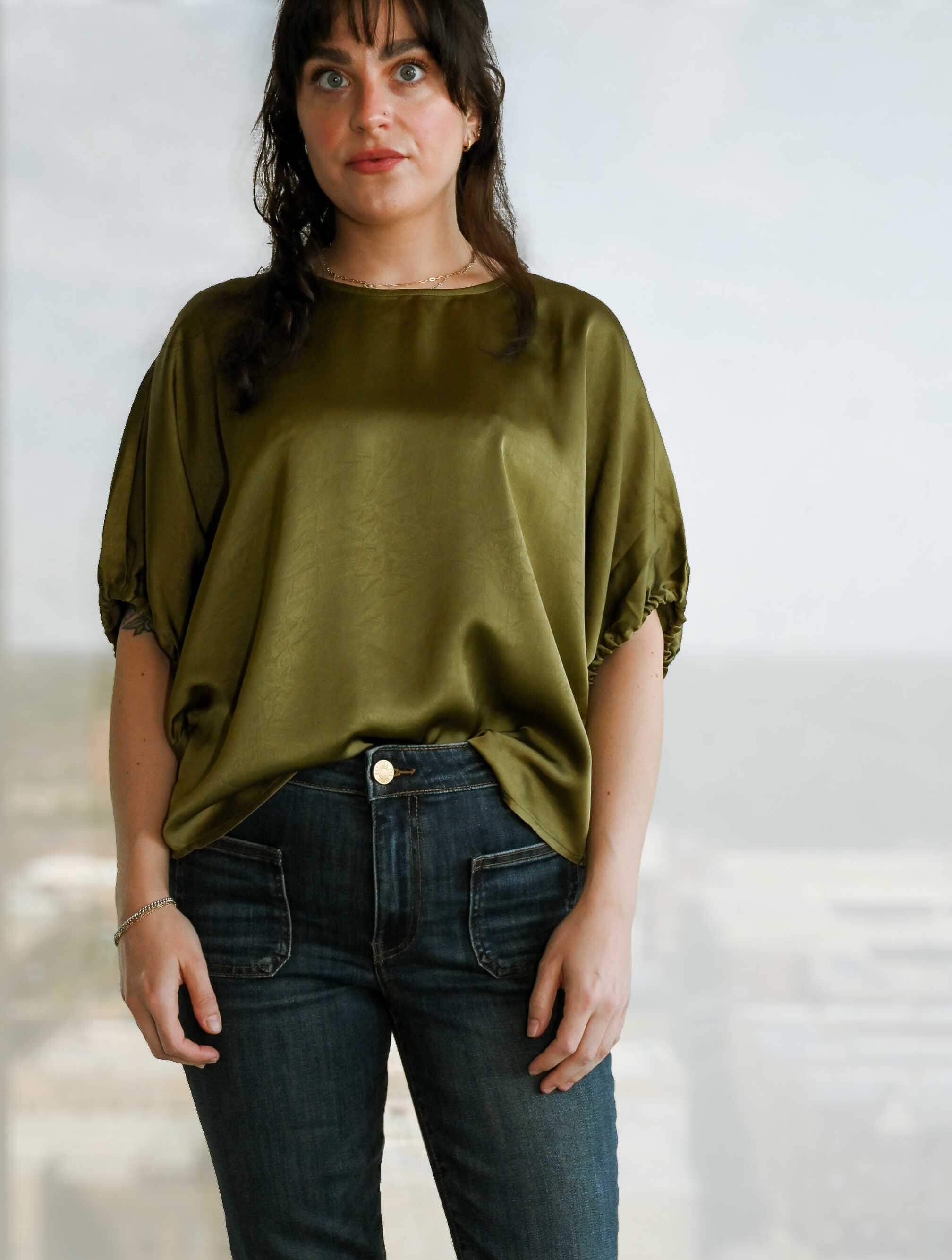 Satin Tie Sleeve Detailed Top