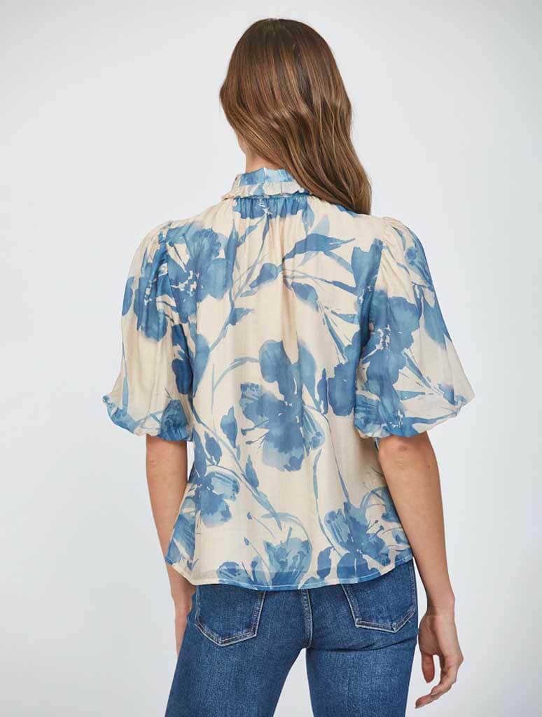 Removable Neck Tie Lantern Sleeve Blouse
