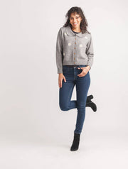 Floral Embroidered Collared Cardigan
