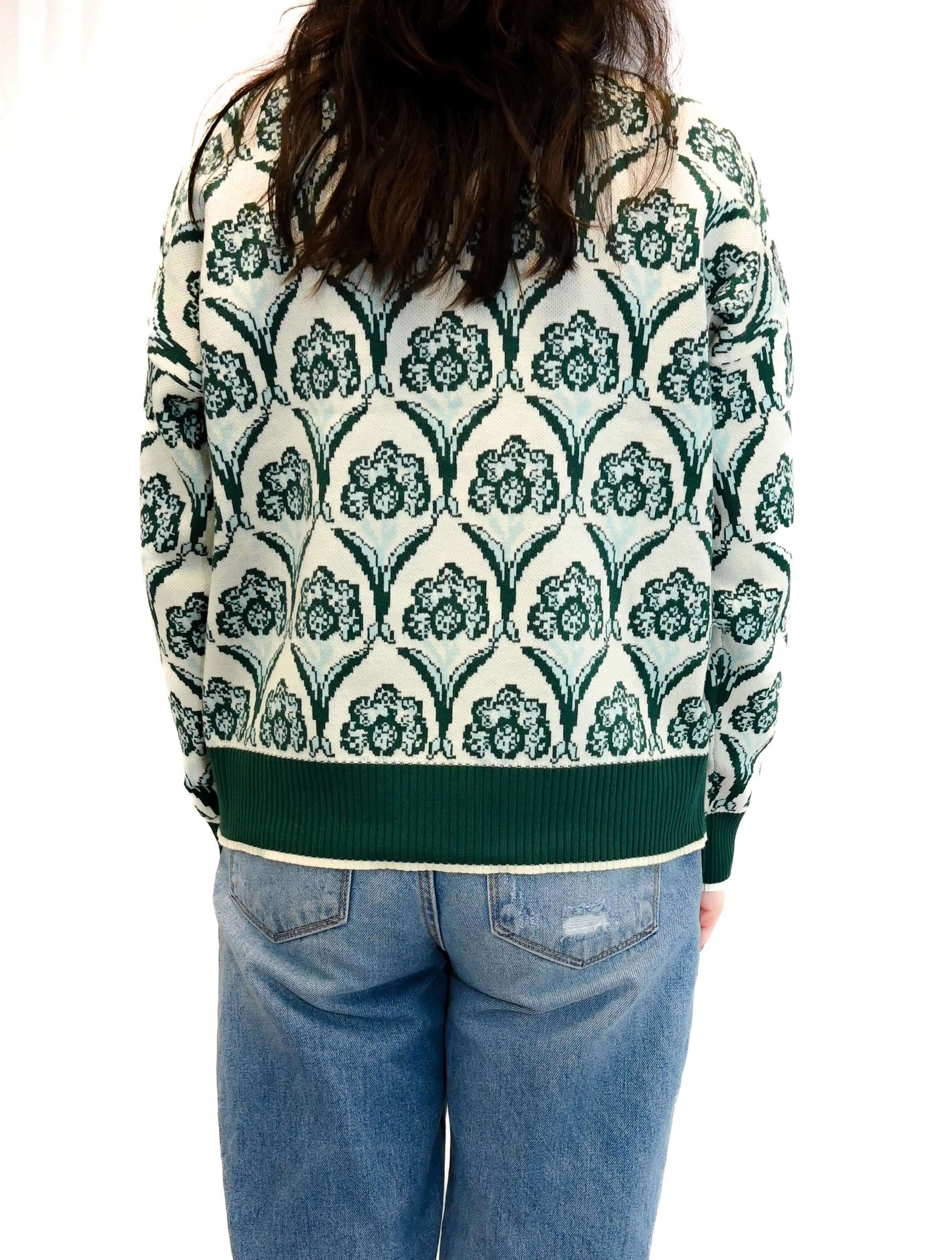 Printed Half Zip Collared Sweater