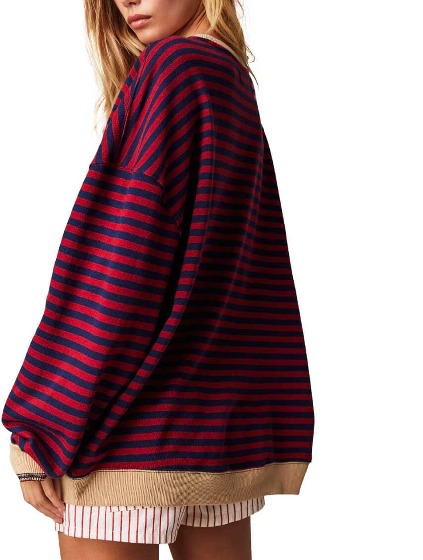 Free People Classic Stripe Crewneck Top in Nautical Combo