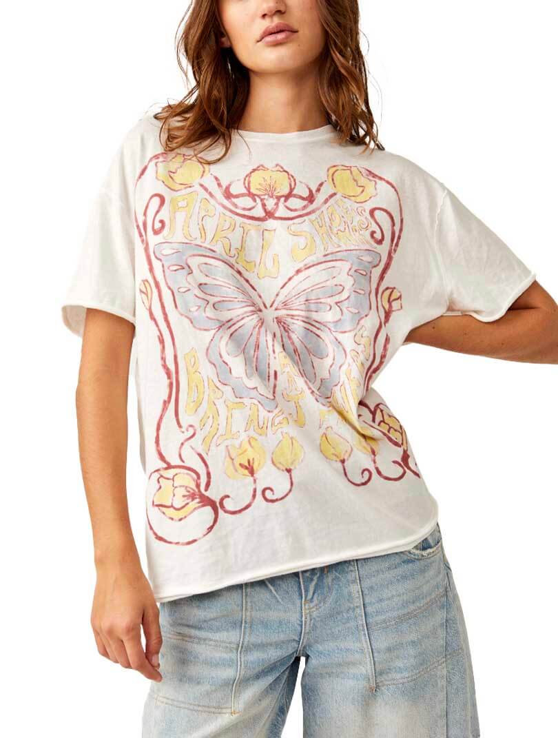 Free People Spring Showers Tee in Vintage White Combo