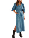 Free People Mad Love Denim Midi Dress