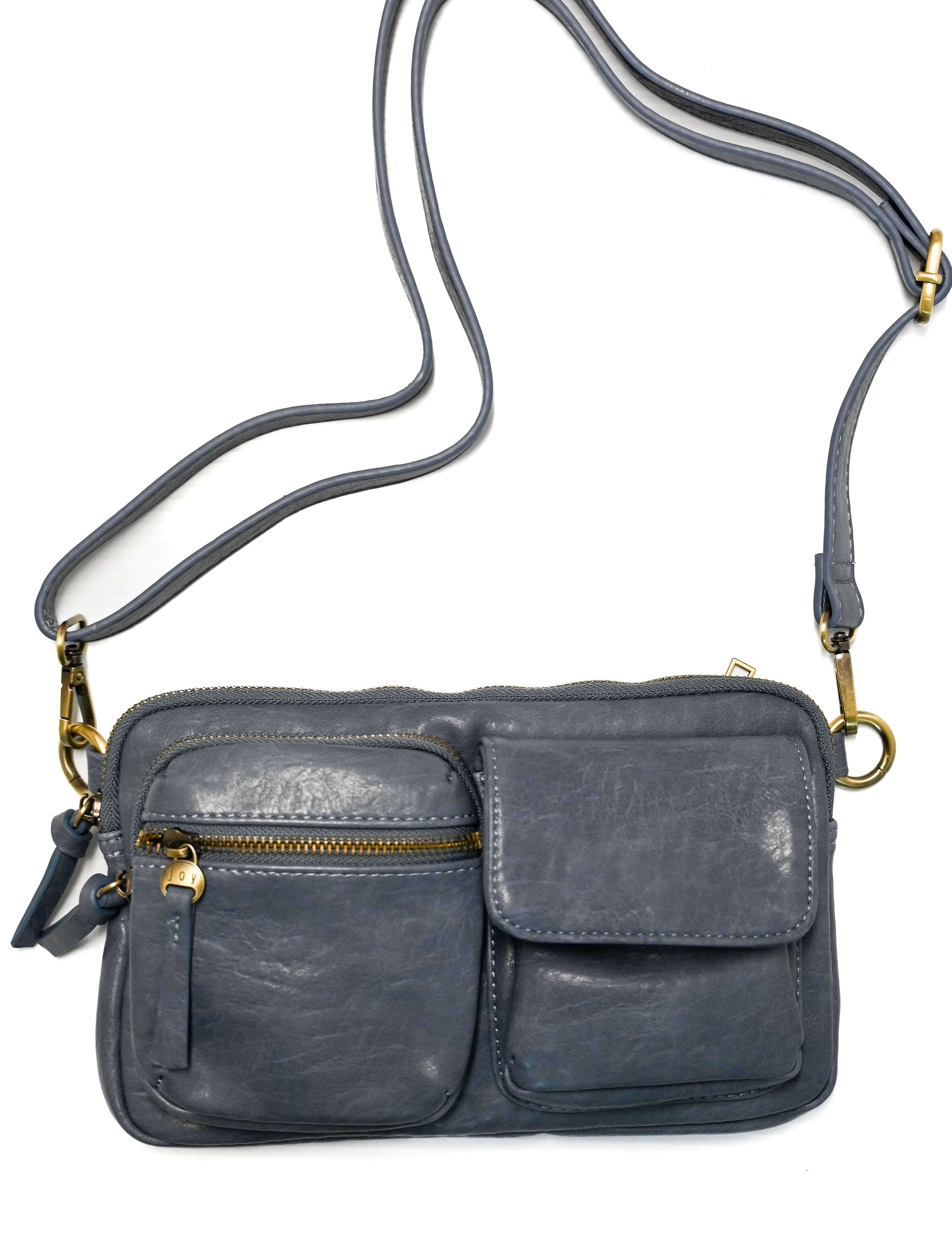 Kendra Cargo Pocket Sling Crossbody in Denim Blue