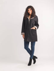 Soft Heathered Hooded Jacket With Patch Pockets