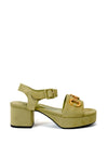 Jeffrey Campbell Timeless Sandal in Dusty Green Suede Gold