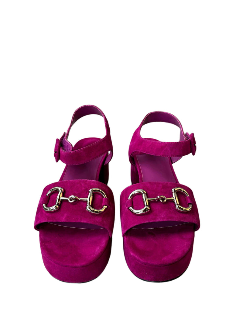 Jeffrey Campbell Timeless Sandal in Fuchsia Suede Silver