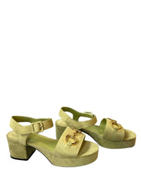 Jeffrey Campbell Timeless Sandal in Dusty Green Suede Gold