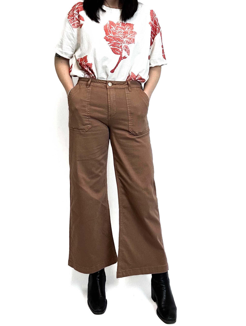 Kut From The Kloth Meg Wide Leg Pork Chop Pant in Mocha