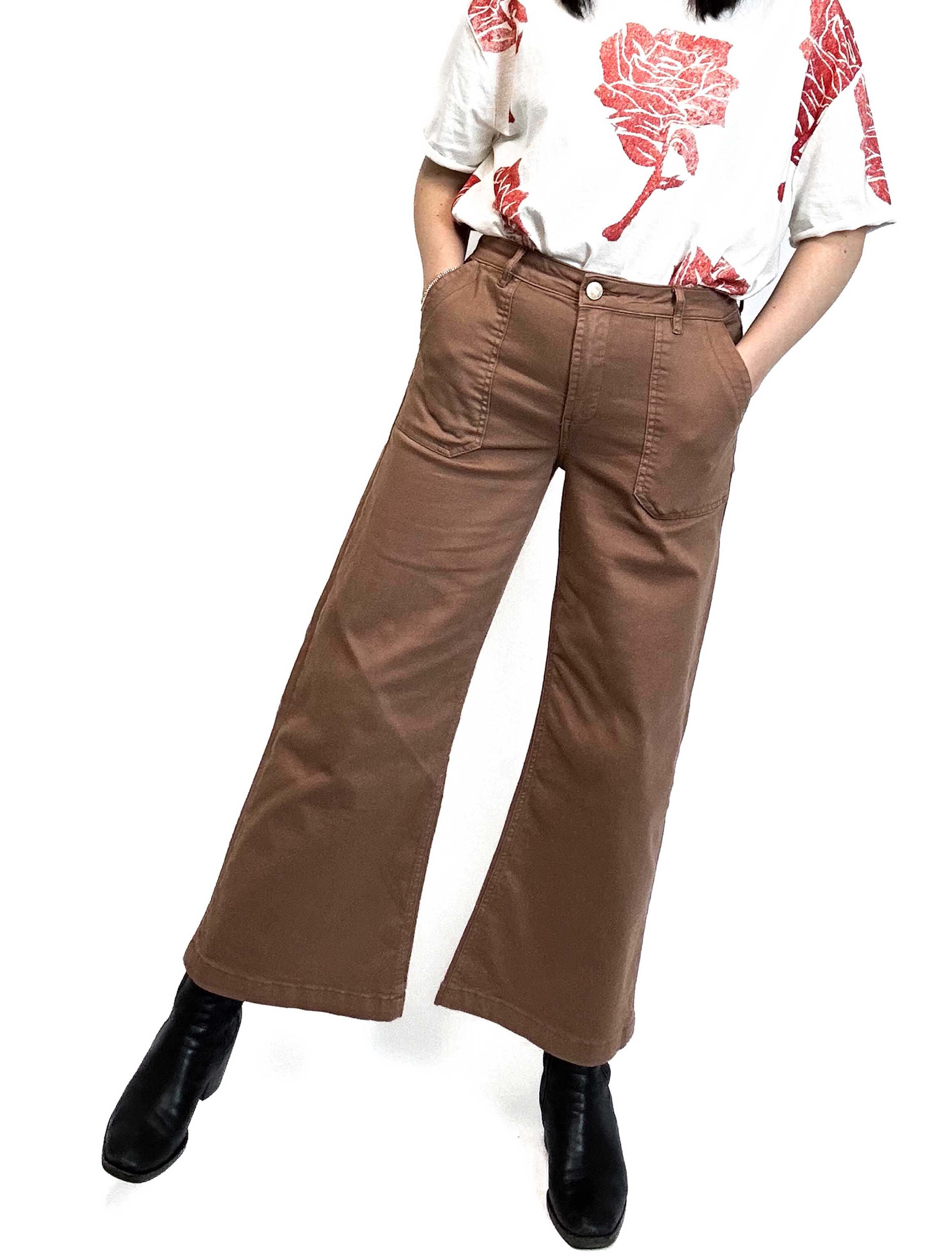 Kut From The Kloth Meg Wide Leg Pork Chop Pant in Mocha