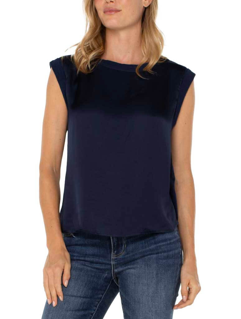 Liverpool Sleeveless Woven Knit Top