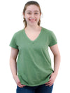 V-Neck Tee W/ Curve Hem Tee in Mint Moss