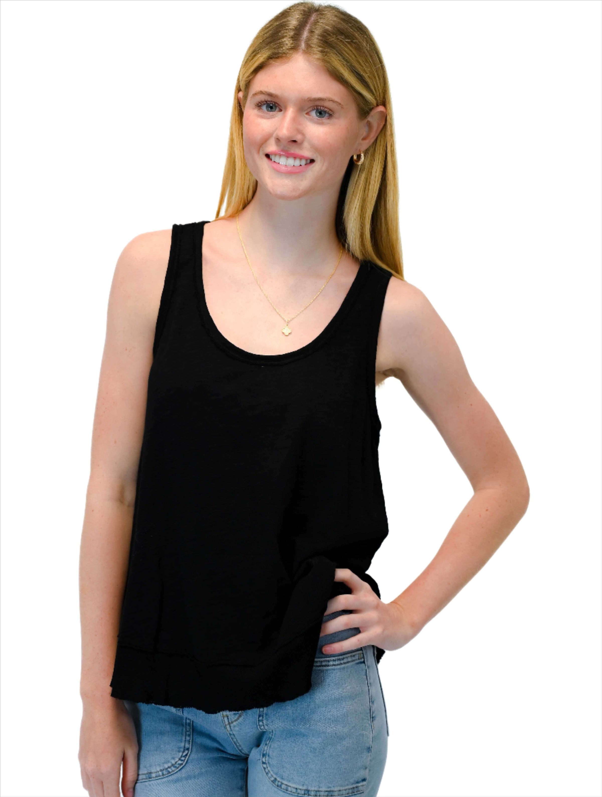 Scoop Neck Tank in Black