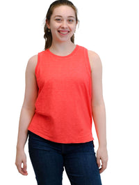 Ribbed Mixed Long Tank in Fiery Tangerine