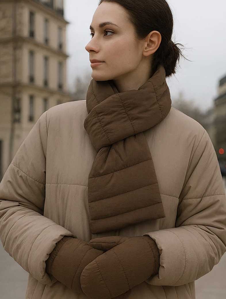 Solid Matte Ribbed Puffer Keyhole Scarf