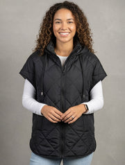 Boxy Funnel Neck Adjustable Waist Puffer Vest
