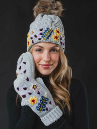 Luxe Floral Pattern Pom Hat