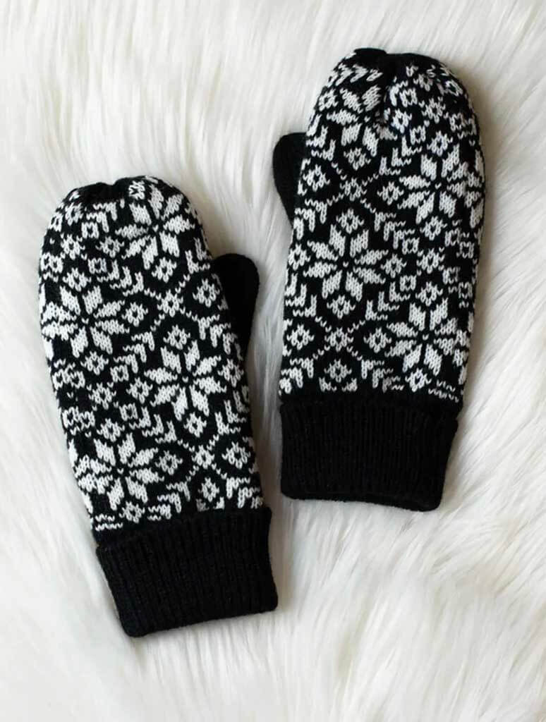 Snowflake Knit Mittens