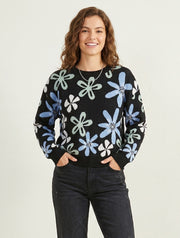 Floral Intarsia Crewneck Sweater