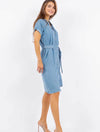 Tencel Denim Short Sleeve Dress in Light Wash