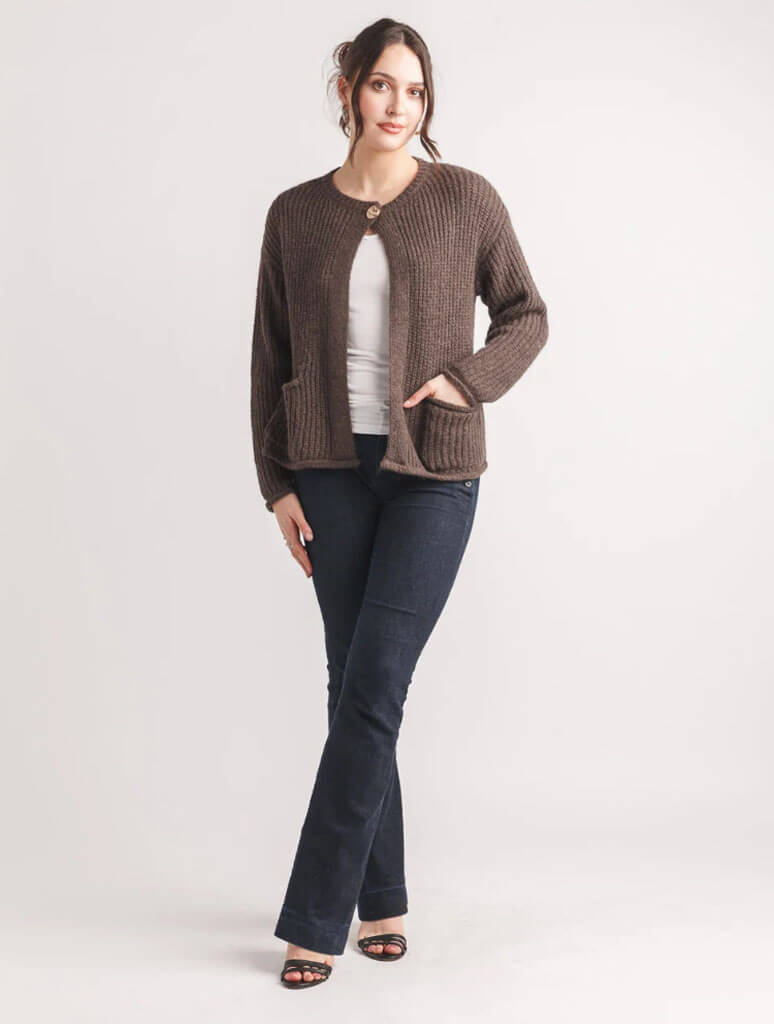 Knit Cardigan With Button Detail And Patch Pockets