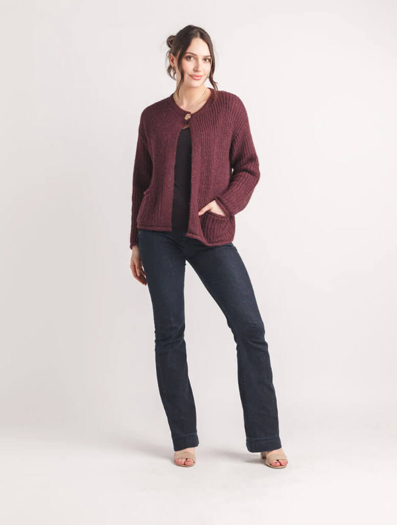 Knit Cardigan With Button Detail And Patch Pockets