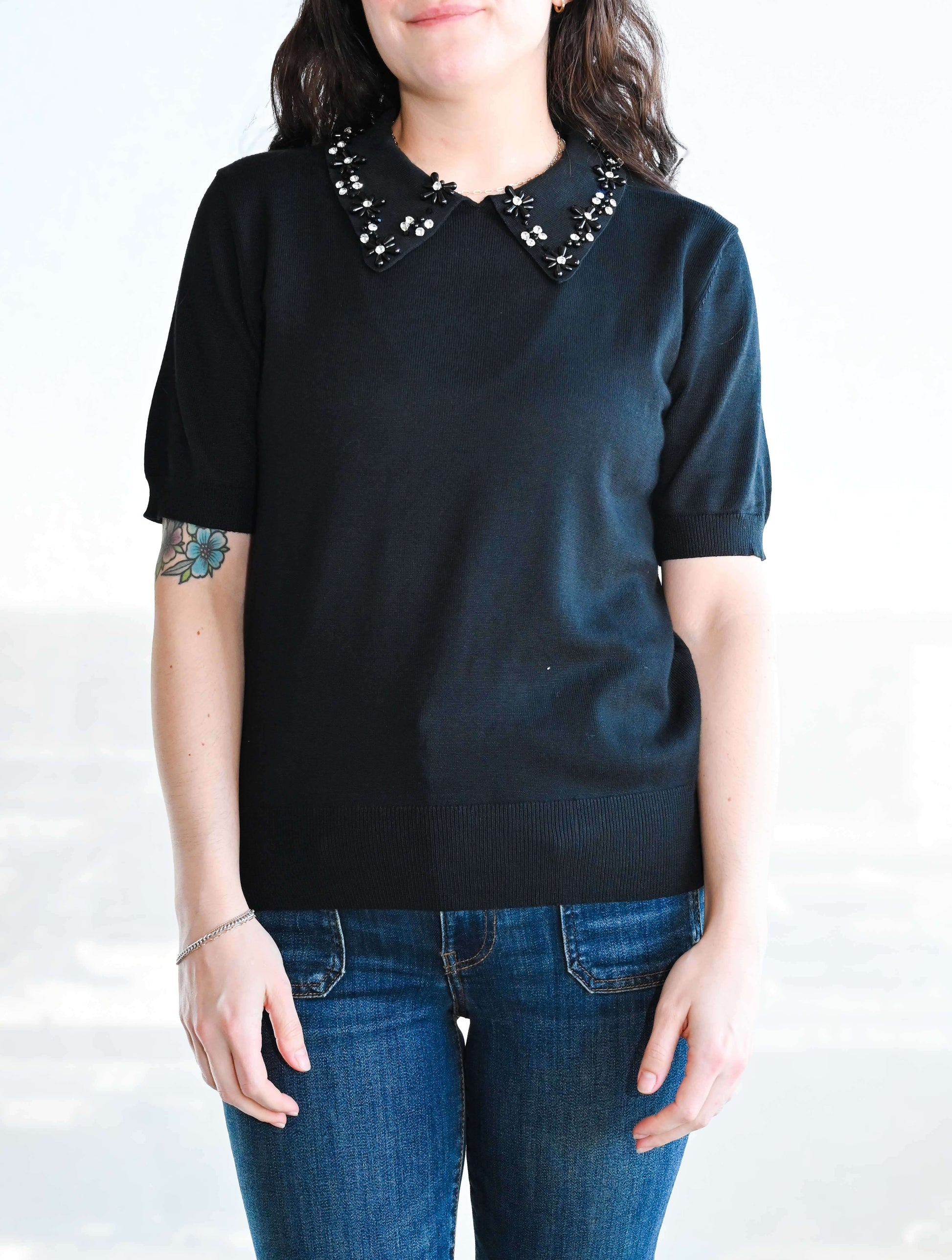 Embellished Collar Knit Sweater