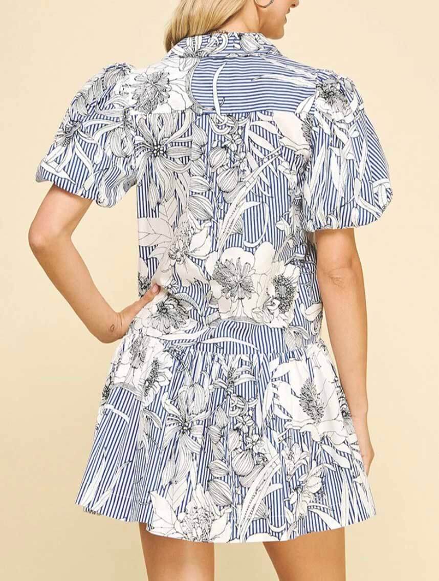 Floral Striped Mini Dress