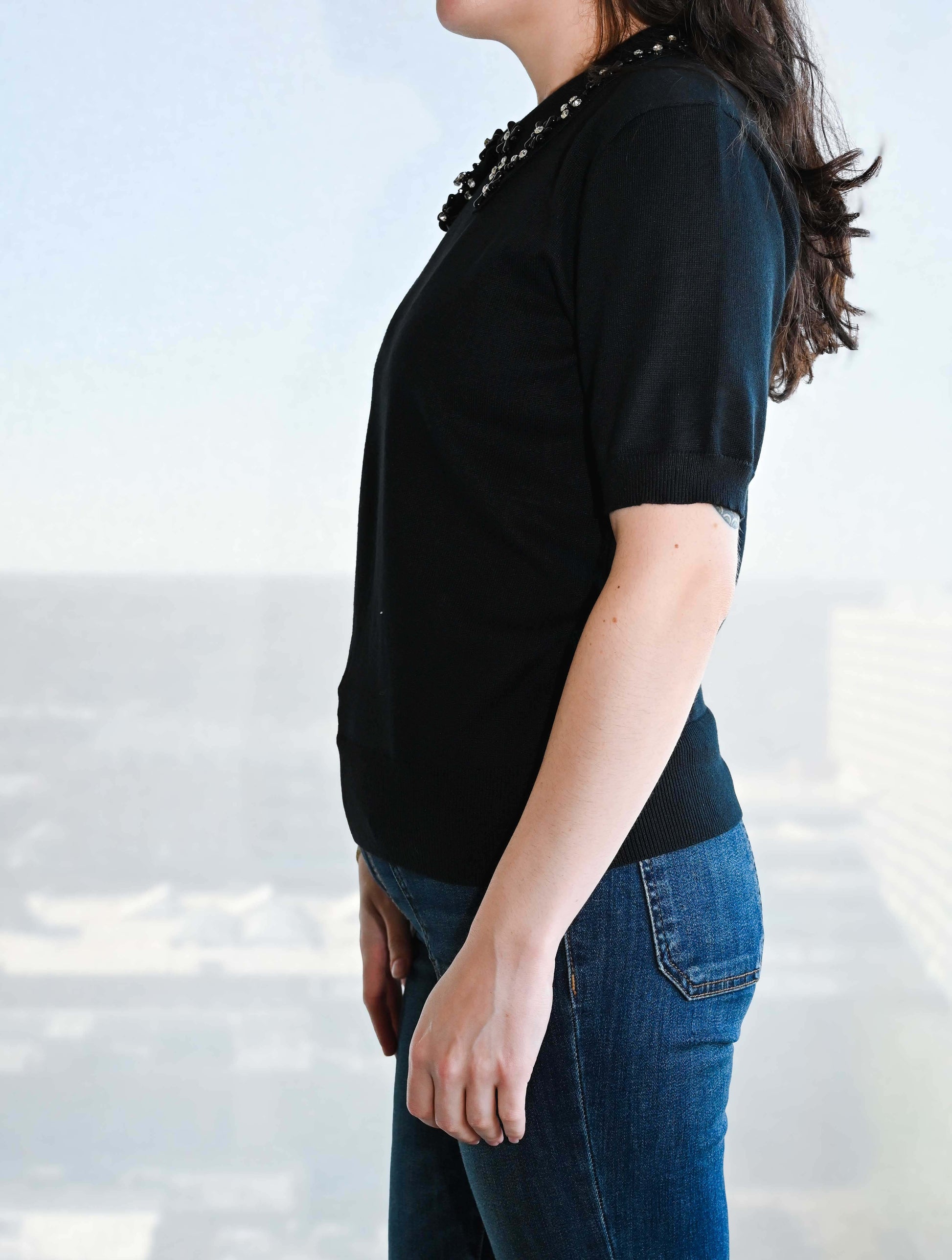 Embellished Collar Knit Sweater