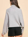 Turtleneck Raglan Sleeve Sweater with Button Detail