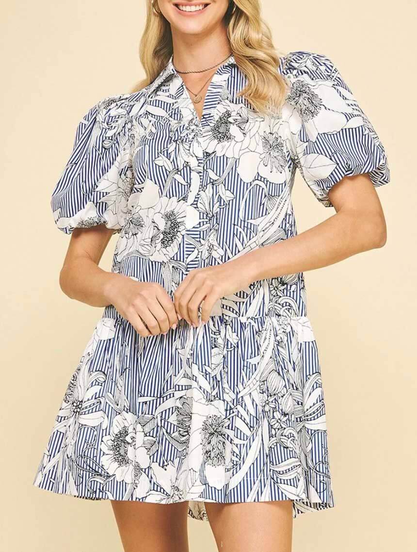Floral Striped Mini Dress