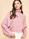 Turtleneck Raglan Sleeve Sweater with Button Detail