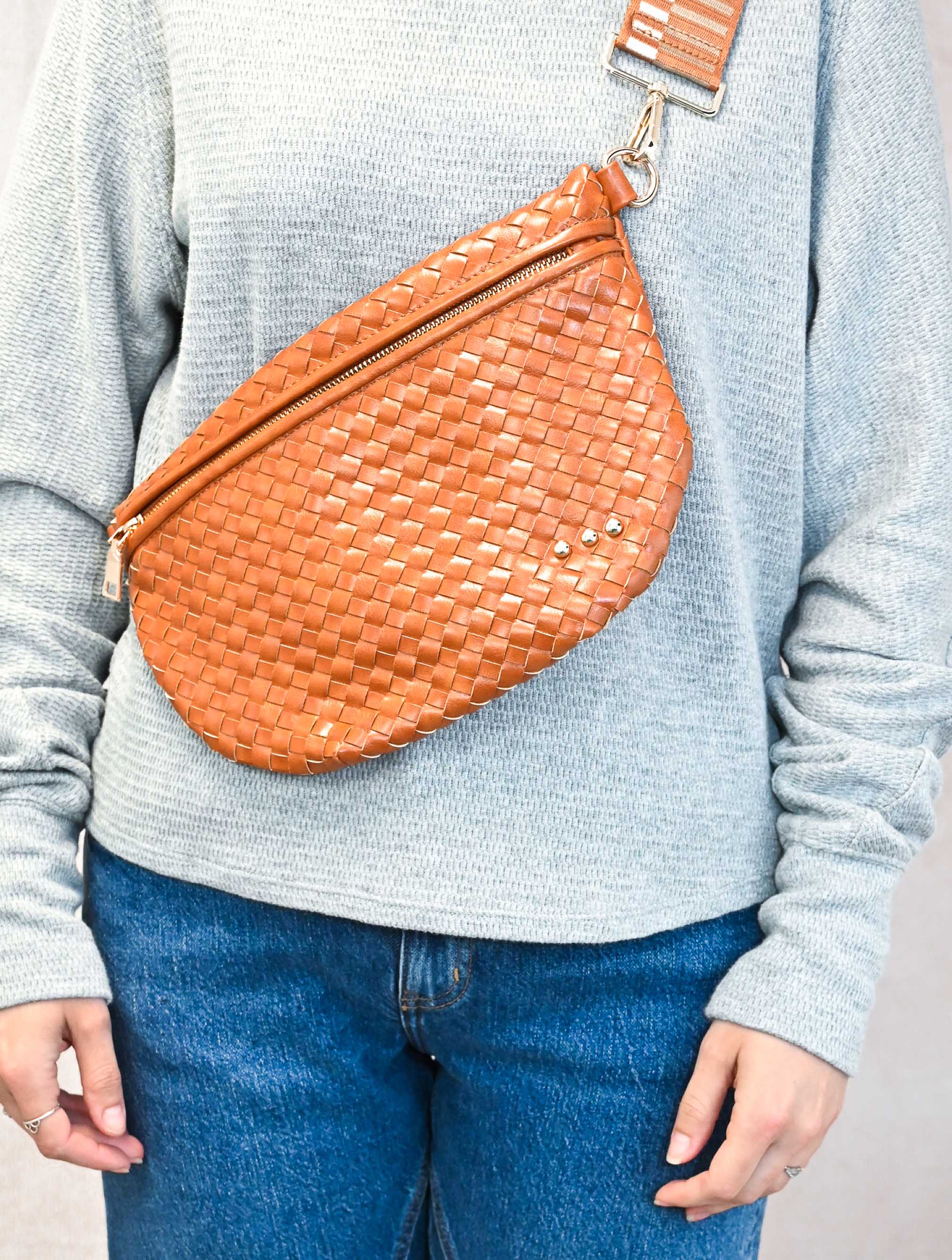 Westlyn Woven Bum Bag with Studded Detail