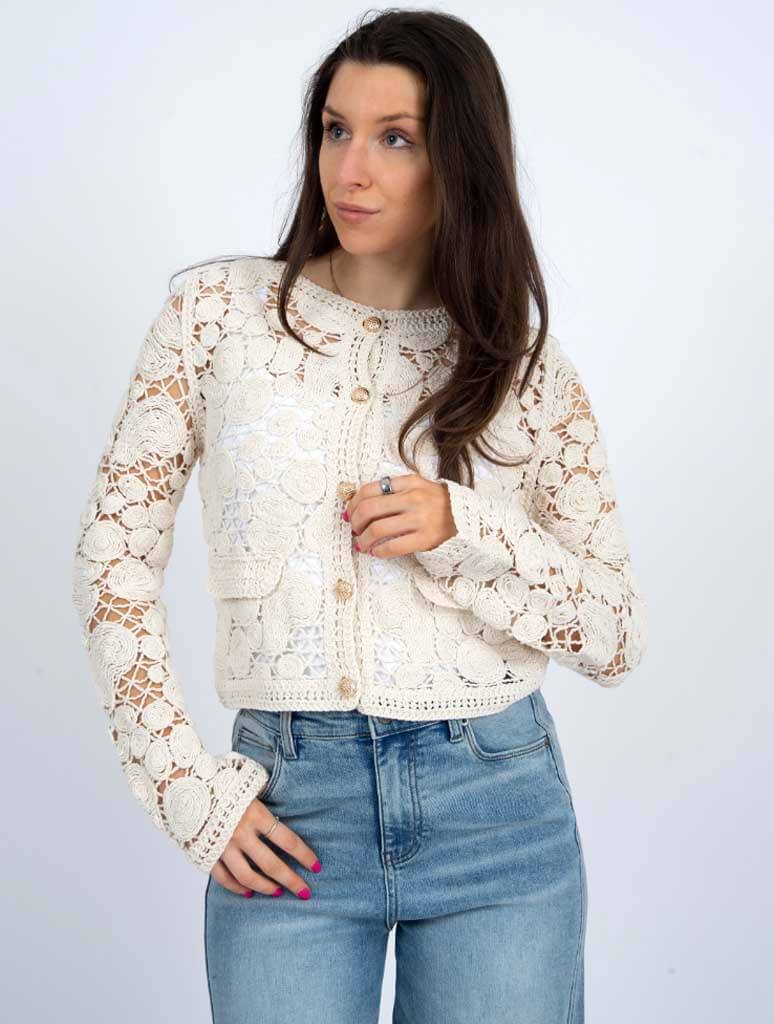 Rohini Long Sleeve Crew Neck Cardigan