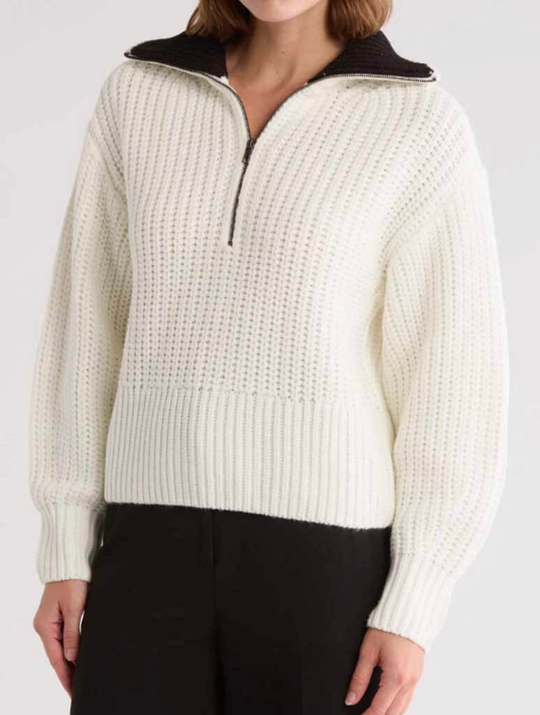 Lasinda Long Sleeve Troyer Pull-Over Sweater