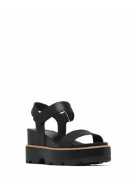 Sorel Joanie IV Y Strap Wedge in Black/Sea Salt