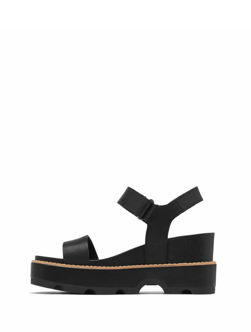 Sorel Joanie IV Y Strap Wedge in Black/Sea Salt