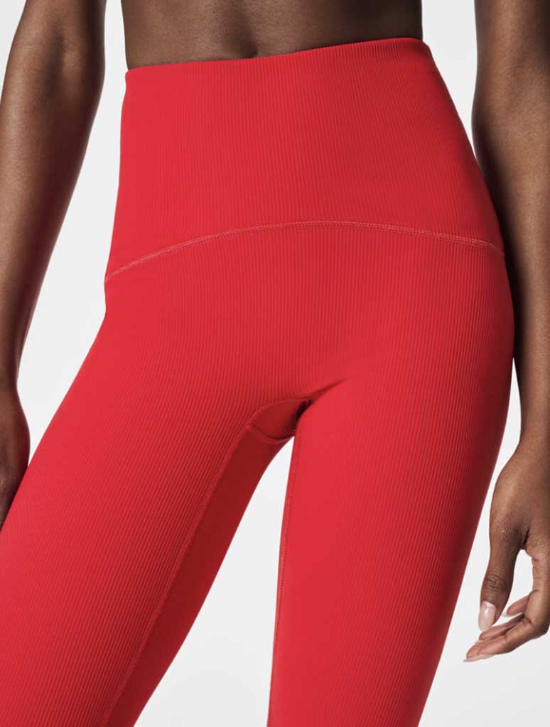 Spanx Booty Boost Active Contour Rib 7/8 Leggings in Spanx Red