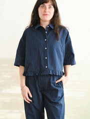 Ruffle Hem Cropped Shirt