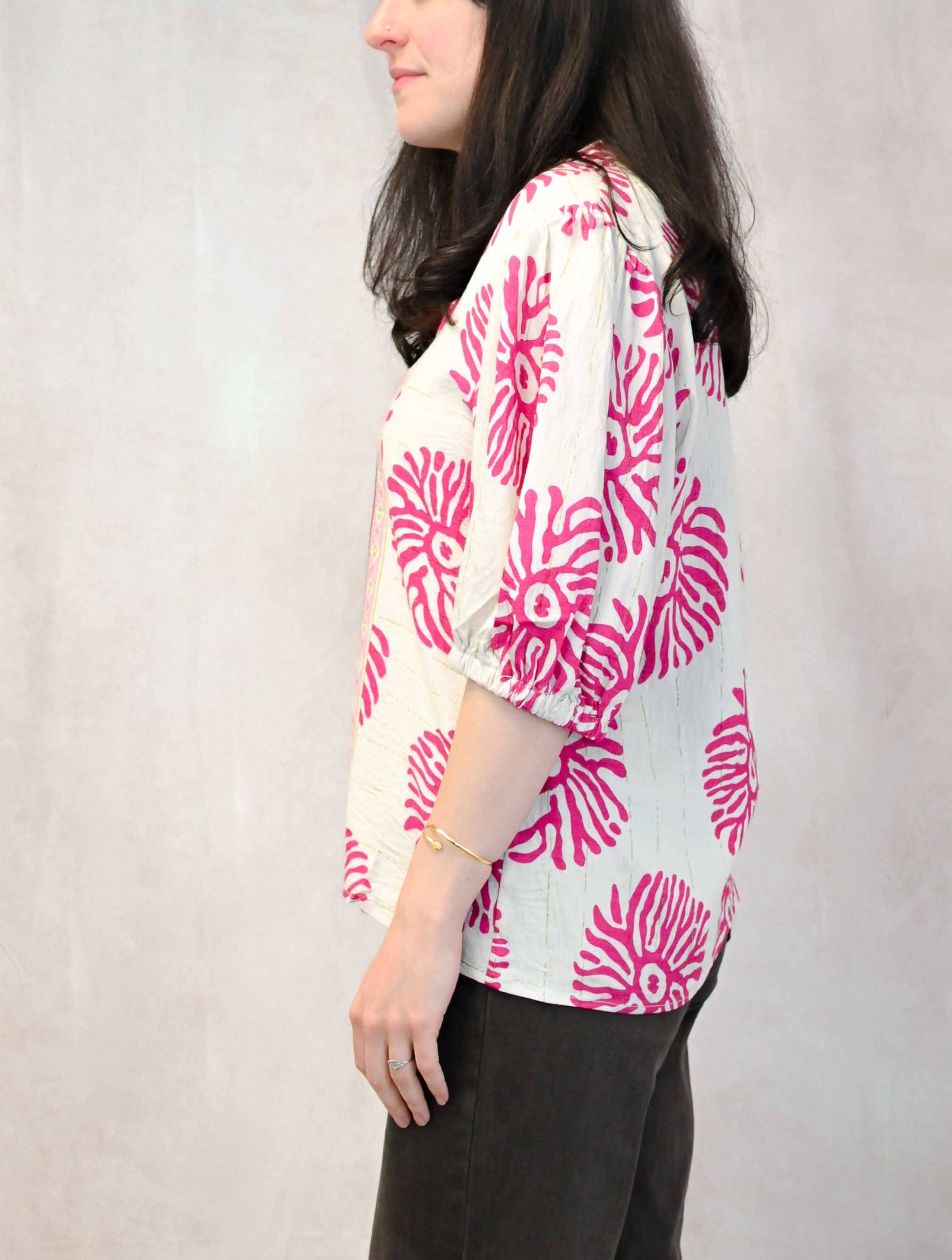 Puff Sleeve Abstract Top