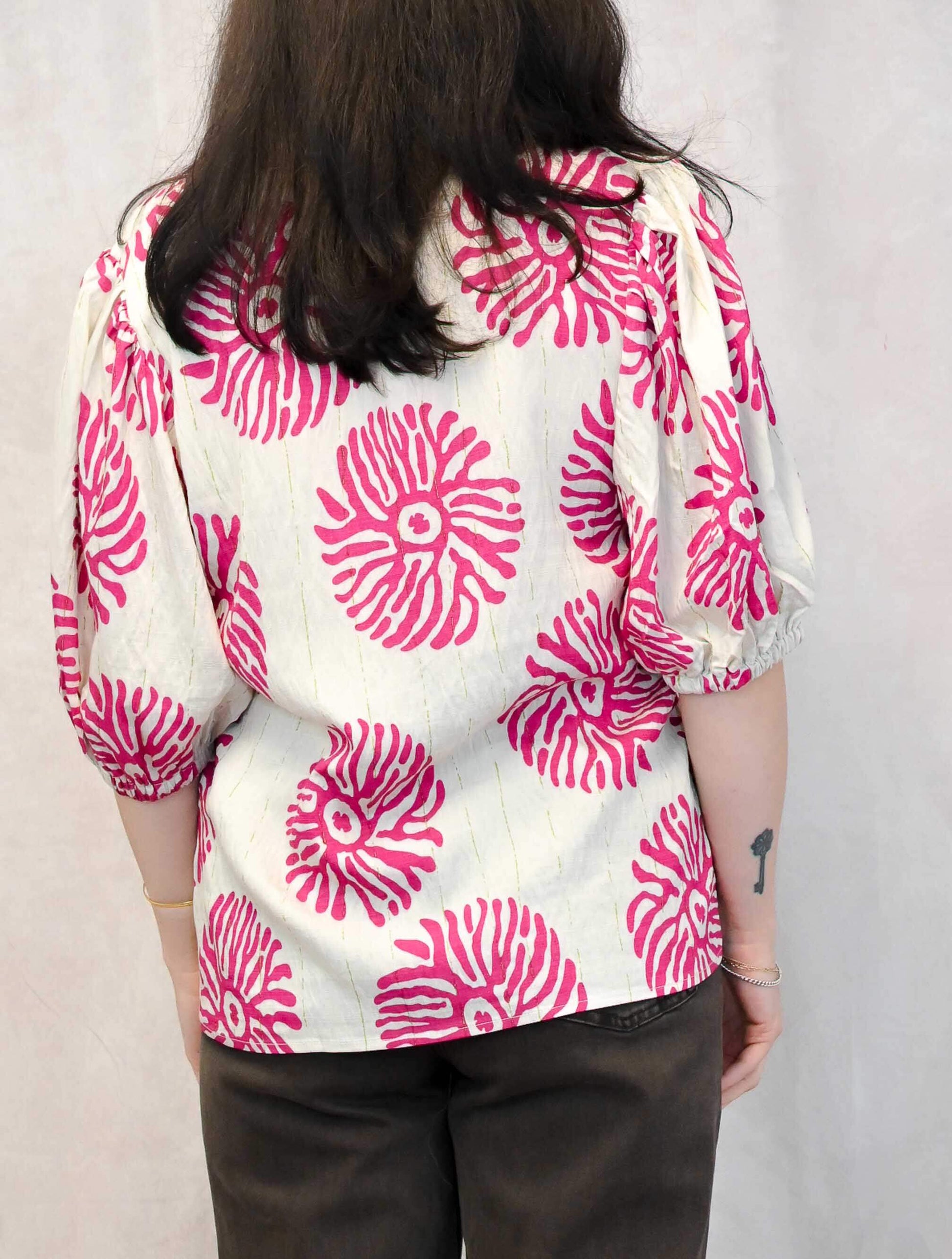 Puff Sleeve Abstract Top