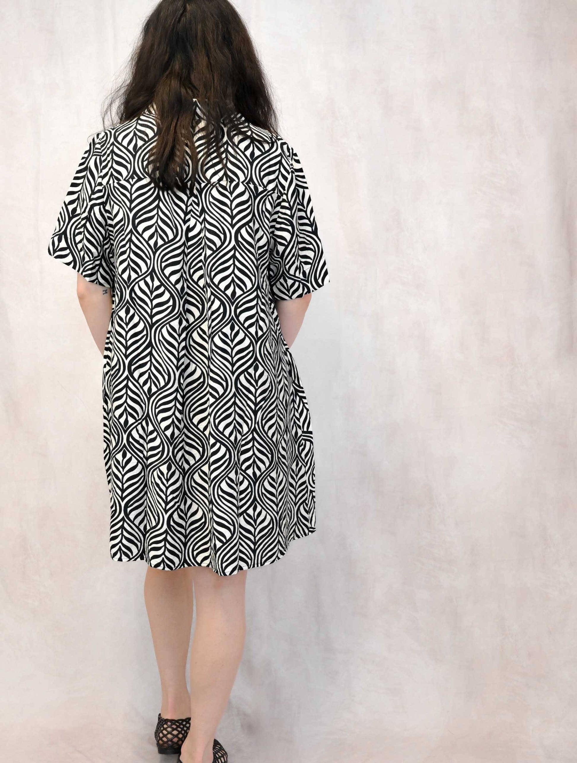 Short Sleeve Collared Button Up Dress