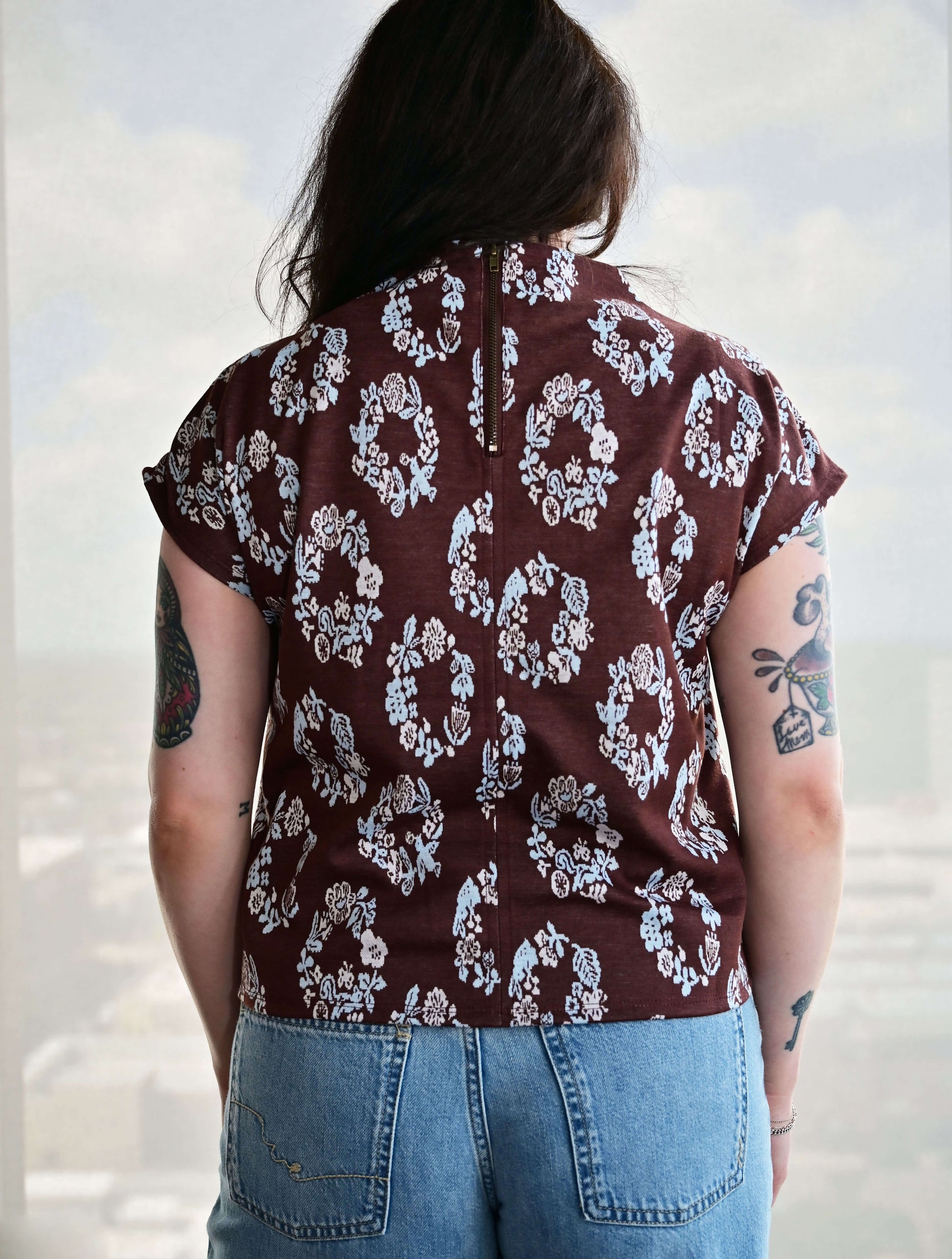 Floral Pattern Short Sleeve Top